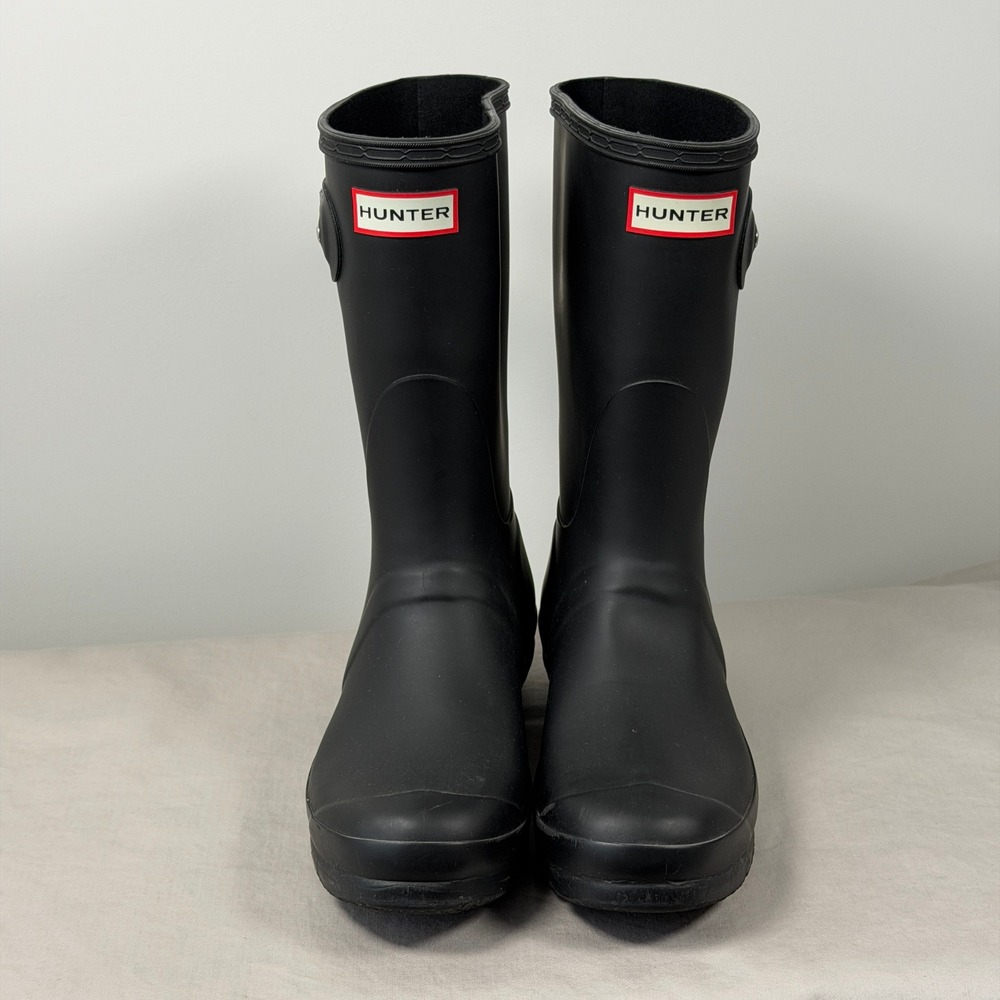Hunter Original Short Rain Boots Womens US 8 EU 39 Black Matte Waterproof Rubber - Picture 14 of 16